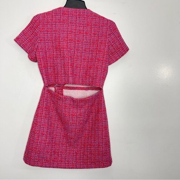 MAJE Rolia Mini Fuchsia Pink Tweed Dress, Size 36 (US Small) - Picture 3 of 10